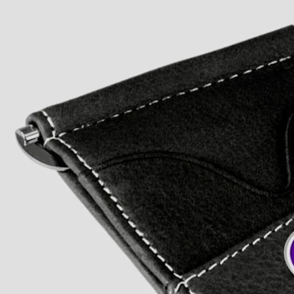 NCAA Northwestern Leather Men's Wallet 4 Credit Card Slots Swing Money Bar Clip - Picture 3 of 3